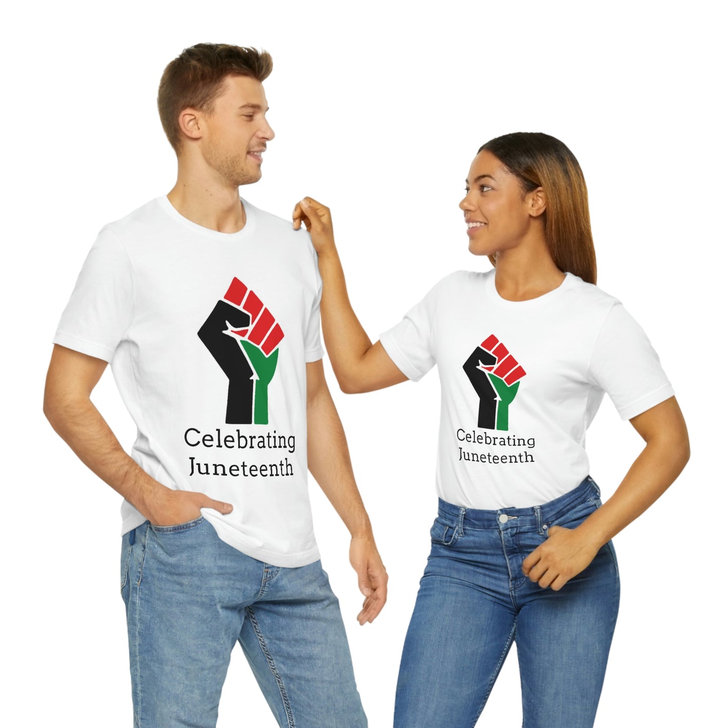 Celebrating Juneteenth Fist - Pattern Unisex Jersey Short Sleeve Tee