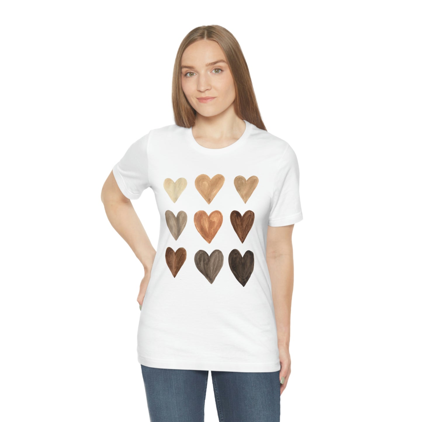 Brown Hearts Unisex Jersey Short Sleeve Tee