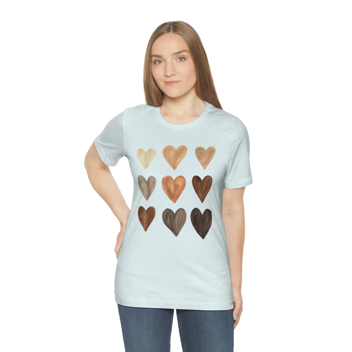 Brown Hearts Unisex Jersey Short Sleeve Tee