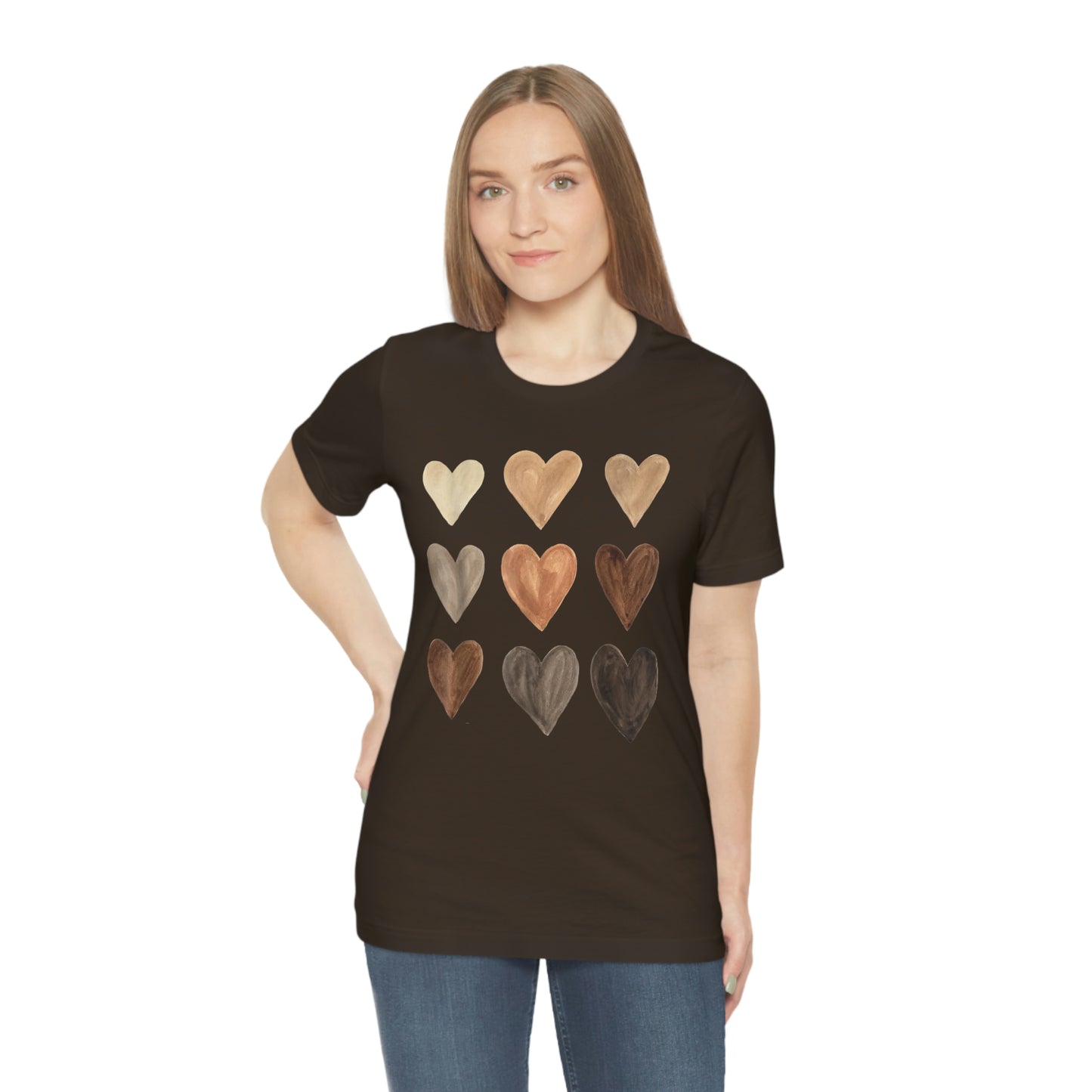 Brown Hearts Unisex Jersey Short Sleeve Tee