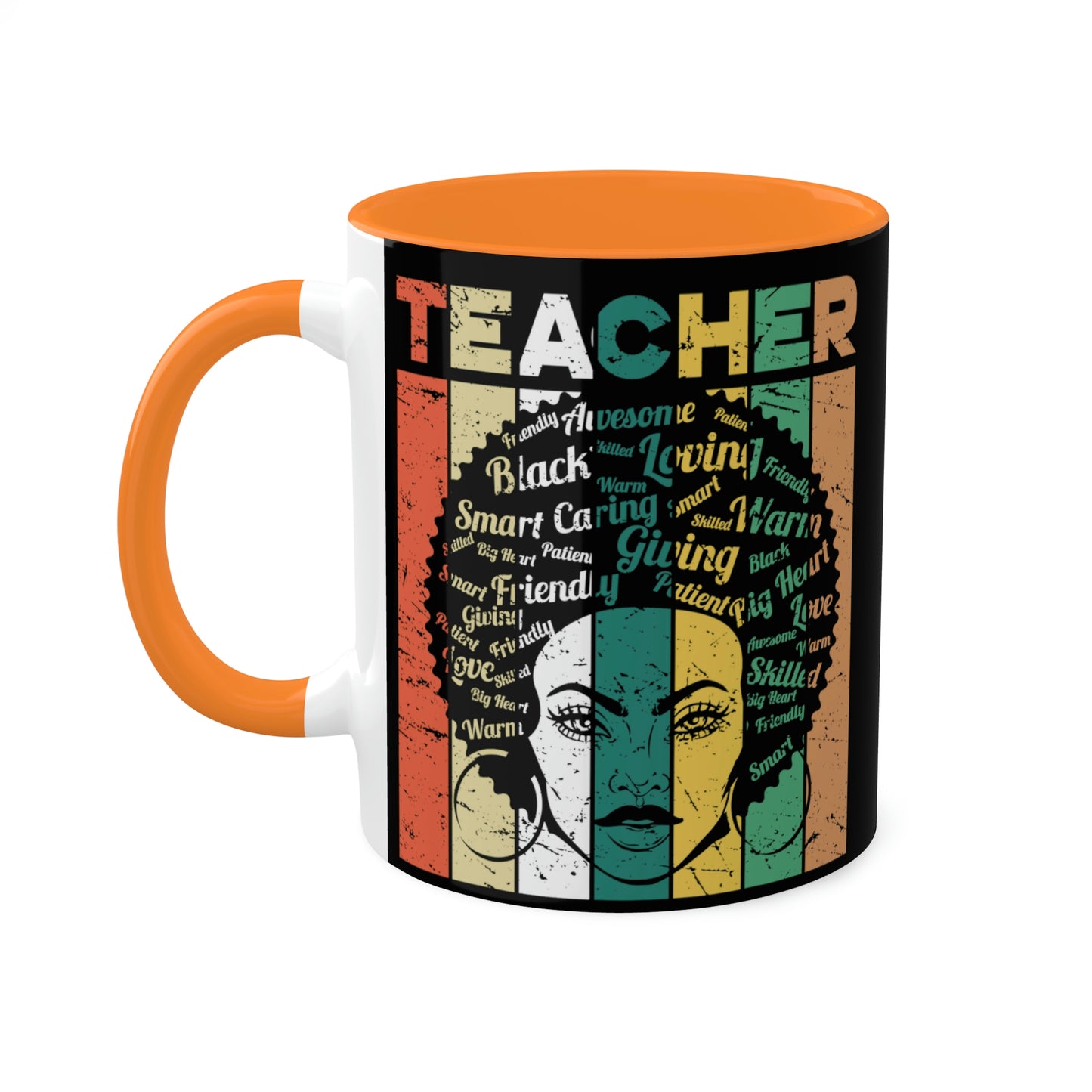 Teacher Afro Lady Colorful Mugs, 11oz