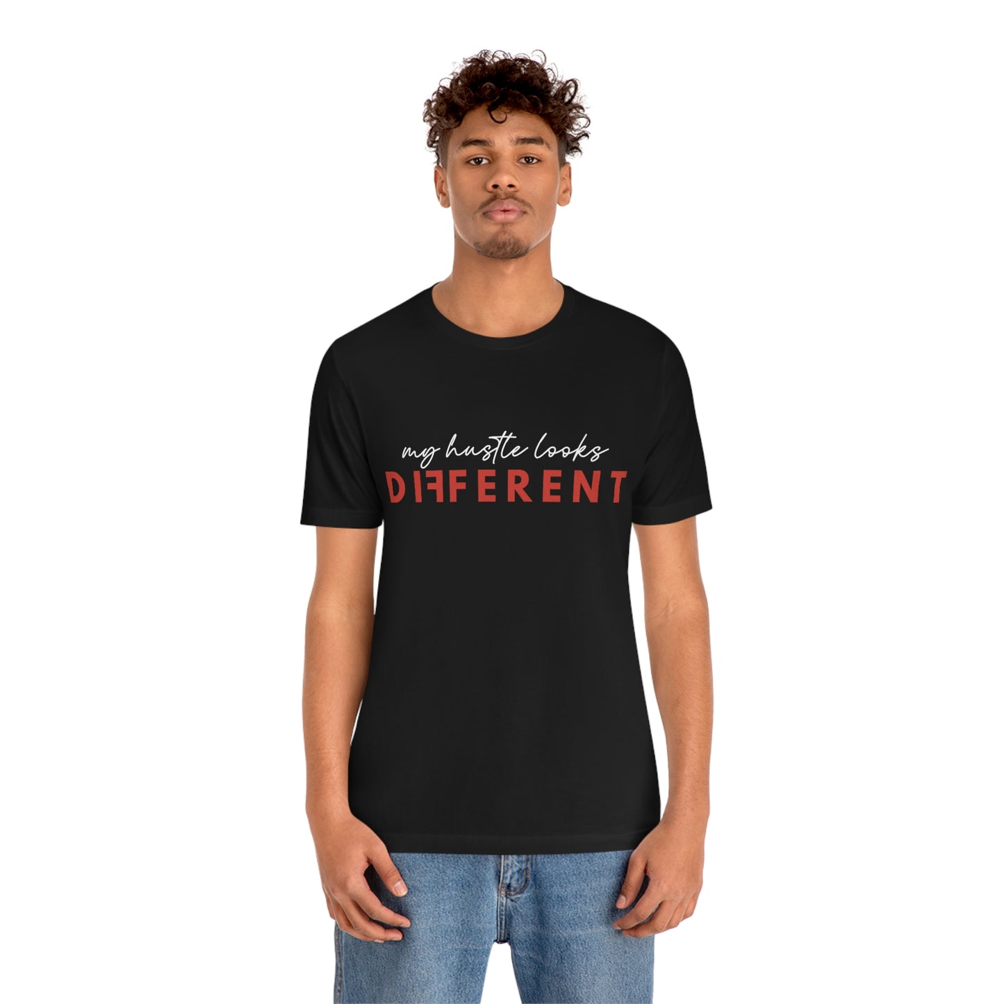 My Hustle is Different (RED) Unisex Jersey Short Sleeve Tee