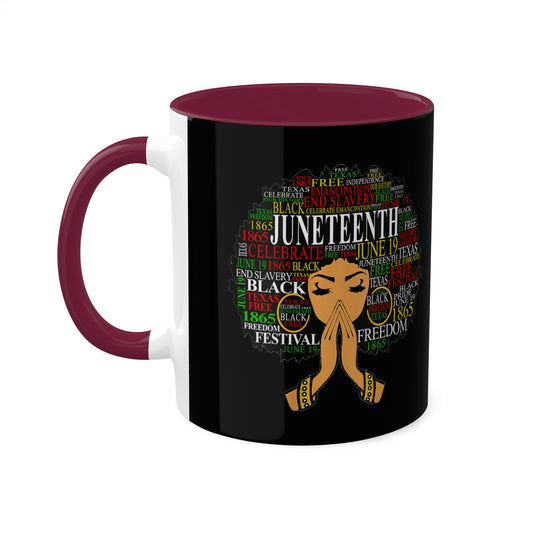 Juneteenth Afro Lady Colorful Mugs, 11oz