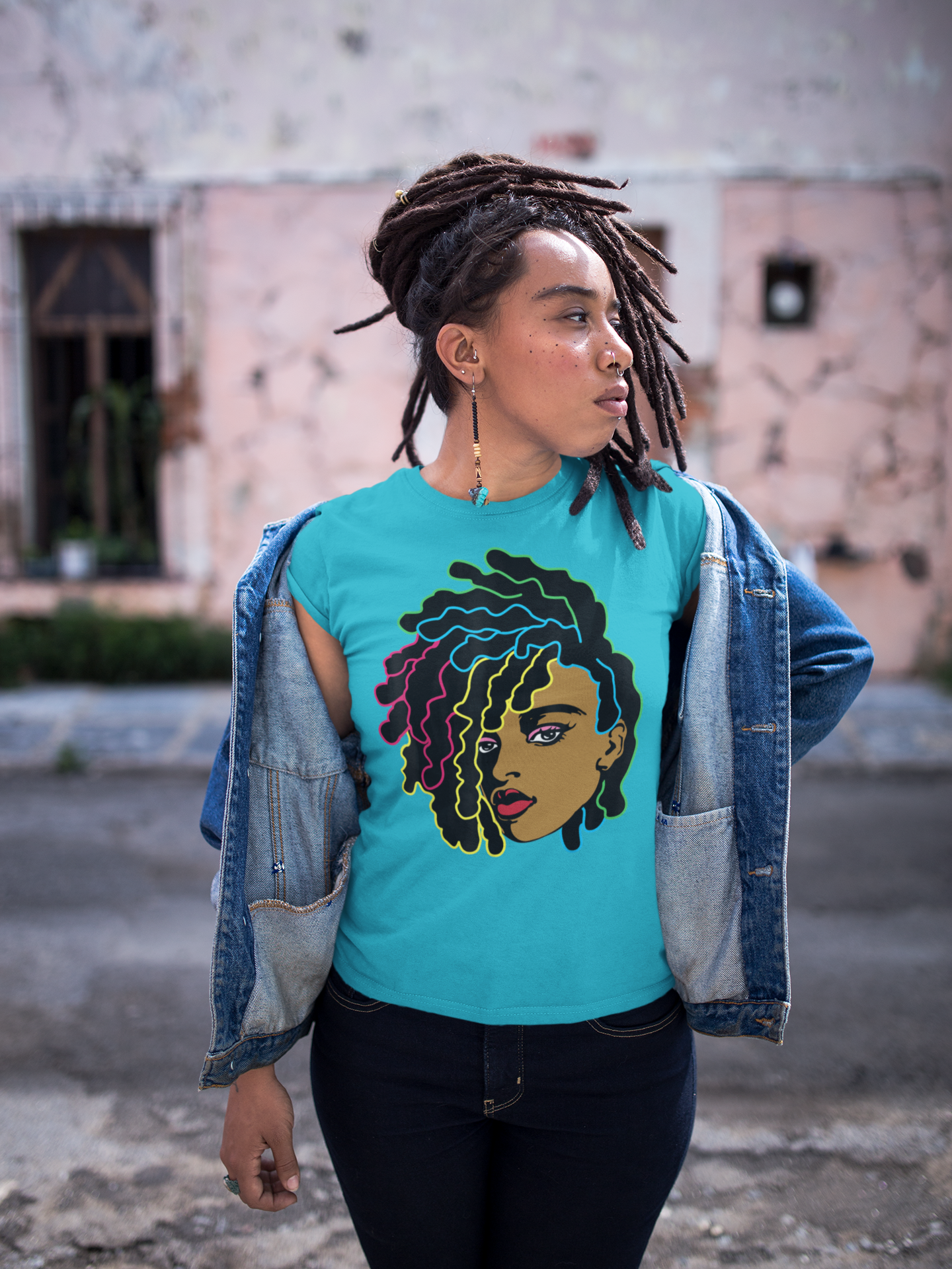 Black Lady with Dreads Unisex Jersey Short Sleeve Tee